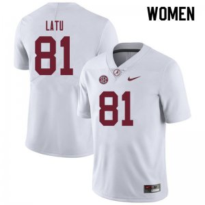 NCAA Women's Alabama Crimson Tide #81 Cameron Latu Stitched College 2019 Nike Authentic White Football Jersey DW17Q35YH